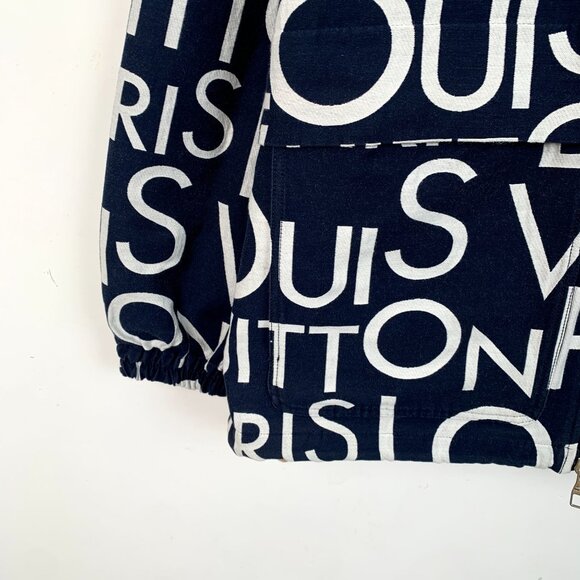 Louis Vuitton Paris Designer Jacket With Hood & Zip Closure In Navy & White - Picture 4 of 8